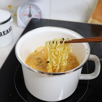 기쁨 화이트 법랑 원형 핸디포트