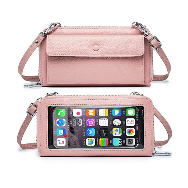 Trends Genuine Leather Touch Screen Phone Crossbody BagImage