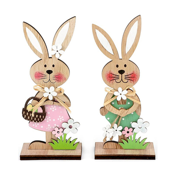 Osterhase Holz-Dekoration (2 Stück)