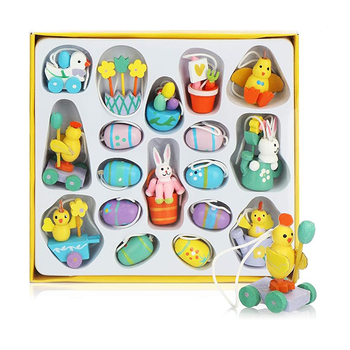 Oster-Ornament-Set aus Holz zum Aufhängen (18-tlg.)