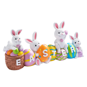 Décoration de table printanière en résine avec Lapins de Pâques