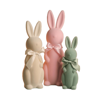 Ensemble de 3 lapins de Pâques floqués avec Nœud Papillon