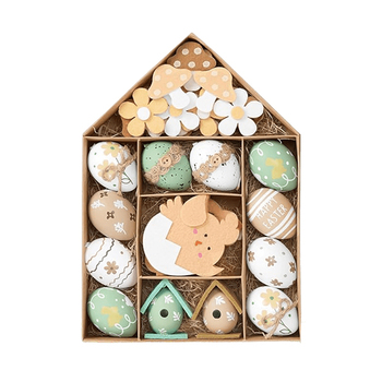 Ensemble de 12 œufs de Pâques colorés à suspendre