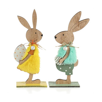 Decorazione Pasquale in Legno a forma di coniglietto (2pz)