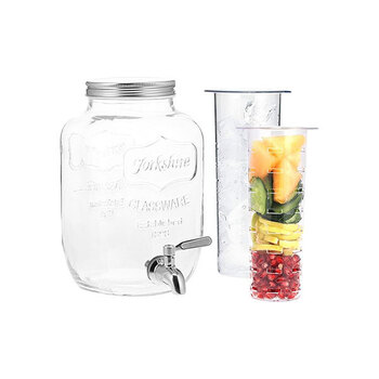 Navaris Distributore Bevande con rubinetto infusore per frutta e contenitore per il ghiaccio