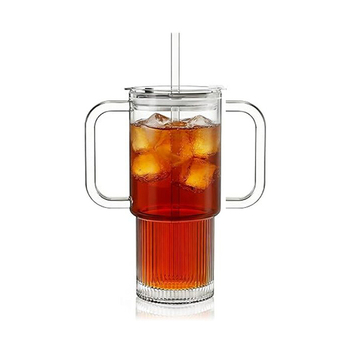 KEMORELA Glasbecher 768ML mit Griff und Deckel