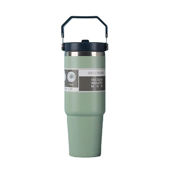 Maideduo Edelstahl-Thermobecher 900ML mit Henkel und Strohhalm