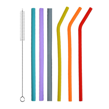 WUFKOP Set di 6 cannucce riutilizzabili in silicone con spazzola
