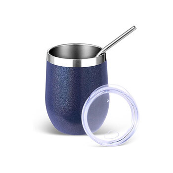 Vaso de acero inoxidable 350ML con tapa y pajita de Volhoply Store