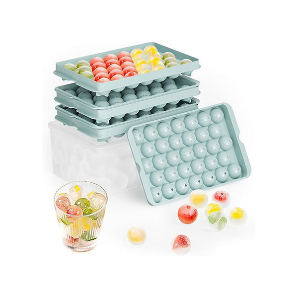 Juego de 3 Bandejas redondas para cubitos de hielo con tapa de iyes.topImagen
