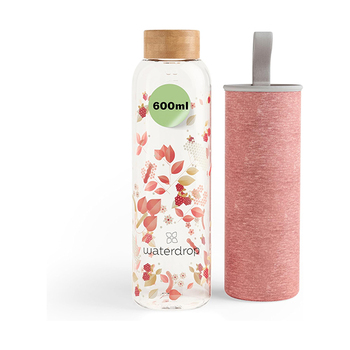 Garrafa de Água de Vidro 600ML com Manga Protetora da Waterdrop (Laranja)