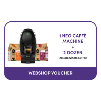 Voucher voor 1 NEO Caffè-machine + 2 dozen op onze webshop