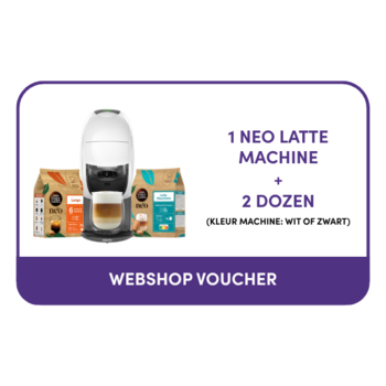 Voucher voor 1 NEO Latte-machine + 2 dozen op onze webshop