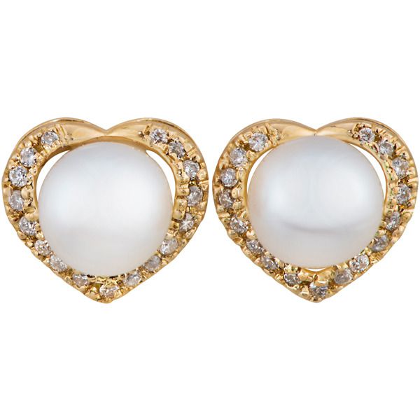UMI Pearls DIAMOND HEART EarringsImage