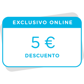 Vale de 5€ de descuento en tu próxima compra en la tienda online