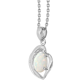 Wellington Necklace with Solid Opal Heart Pendant