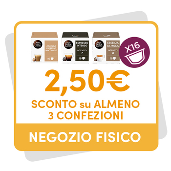 BUONO SCONTO DA 2,50€ VALIDO SU ALMENO 3 CONFEZIONI 16 CAPSULE