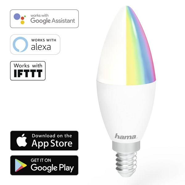 Lámpara Wi-Fi LED de Hama − E14, 4,5W, RGBImagen