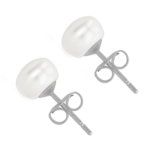 UMI Pearls BIANCA White Button Pearl EarstudsImage