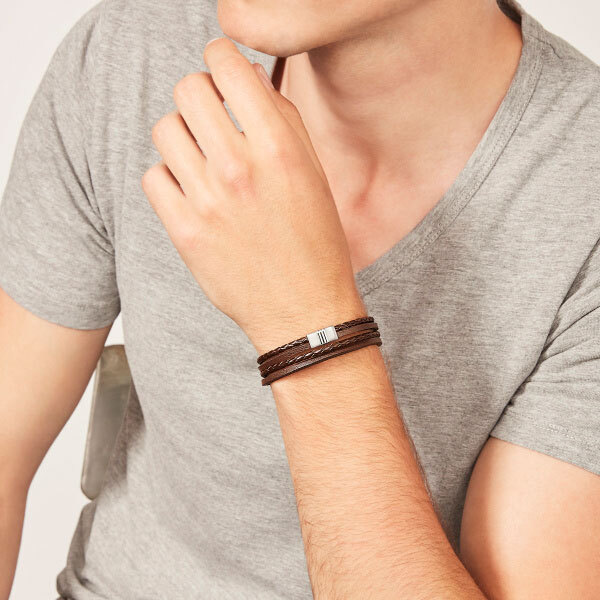 Fossil Multi-Strand Braided Leather BraceletImage