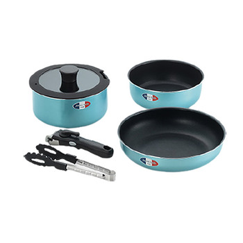 ジャンヌ・エコール 脱着式ハンドル鍋3点セット（トング付き）