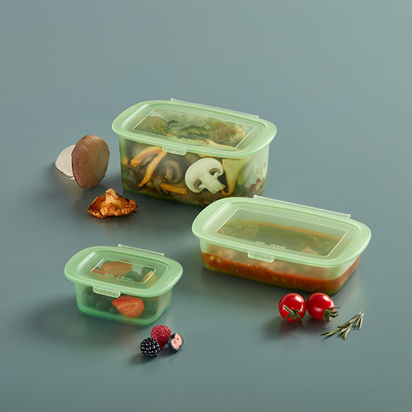 Lékué Set di contenitori in silicone riutilizzabili – 3 pezzi.Immagine