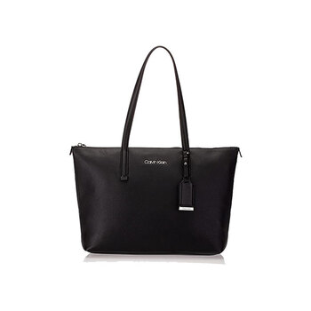 Calvin Klein Faux Leather Logo-Lettering Tote Bag