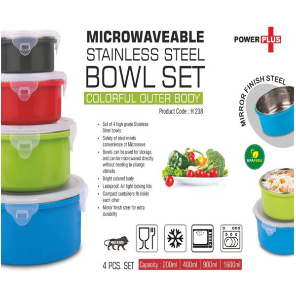 La Cruise MICROWAVEABLE Stainless Steel Bowl 4 Piece SetImage
