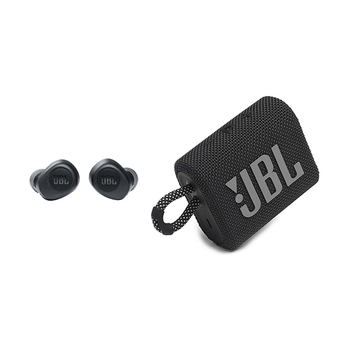 JBL Wave 100TWS Earbuds (Black) & Go 3 Wireless Speaker (Black) Combo