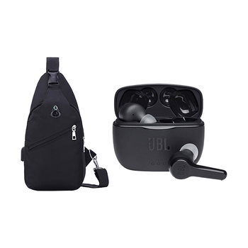 JBL Tune 215 TWS Earbuds with La Cruise USB Sling bag Combo