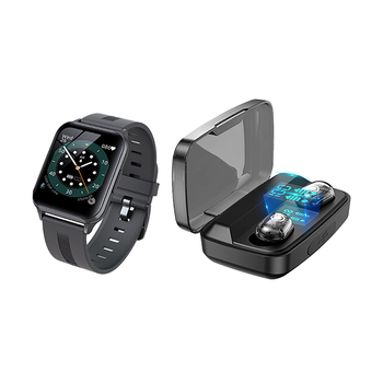 Trends Sports Smartwatch (Black) & CVC8.0 Wireless Earbuds (Black) Combo
