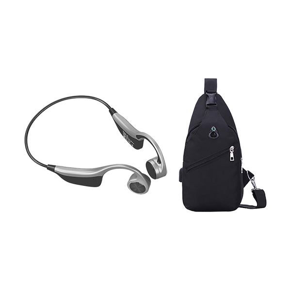 Trends Sports Wireless Earphones (Black) & Sling Bag (Black) ComboImage