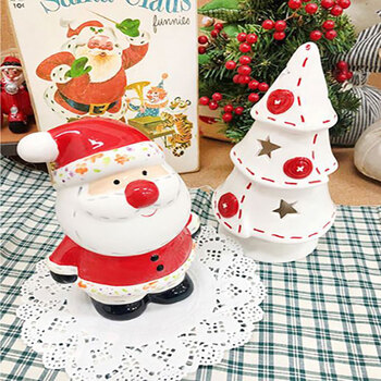 크리스마스 산타 & 트리 촛대세트 (캔들 홀더)