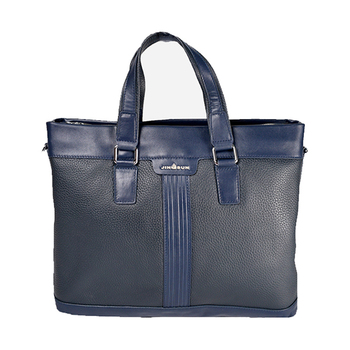 Parco Navy Leather Laptop Bag