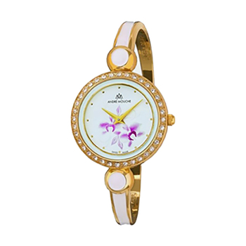 André Mouche Flower Handmade Gold-Plated Ladies Watch