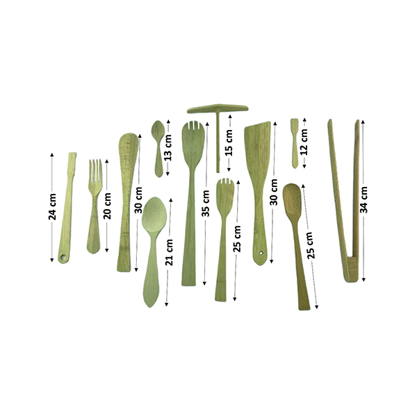 Ustensiles de Cuisine en Bois (12 pièces) − CartuseriaImage
