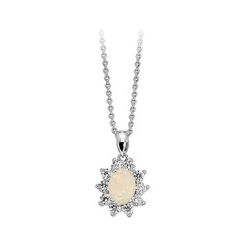 Wellington 925 Sterling Silver Necklace with Opal Pendant