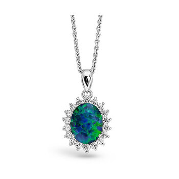 Wellington GLAMOUR 925 Sterling Silver Triplet Opal Necklace
