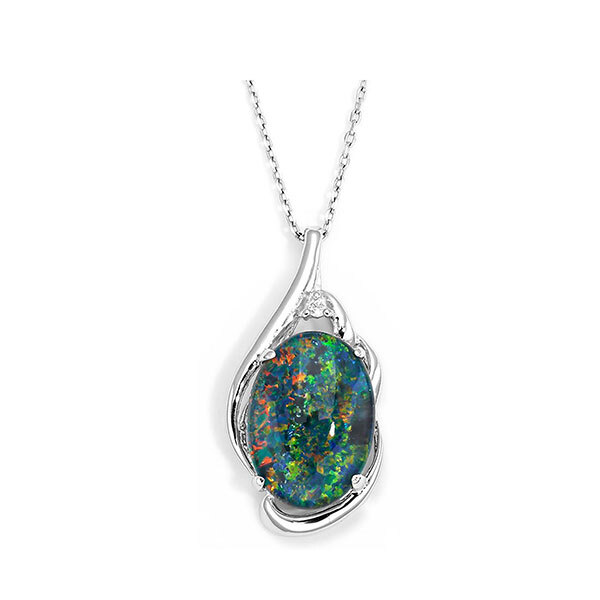 Wellington TREASURE 925 Sterling Silver Triplet Opal NecklaceImage