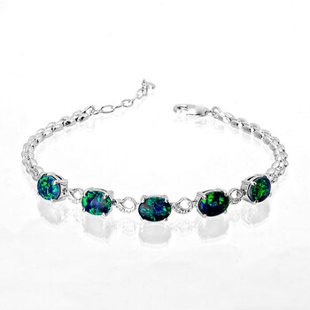 Wellington ELEGANCE 925 Sterling Silver Triplet Opal Bracelet