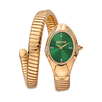 Just Cavalli Signature Snake Ladies Watch 22mm − Gold/Green