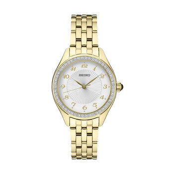 Seiko Crystal Bezel Gold Tone Ladies Watch