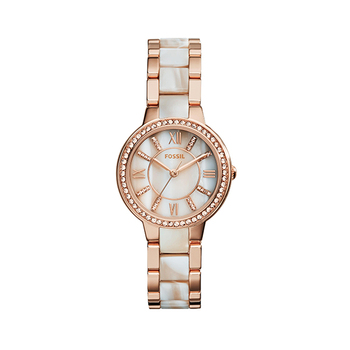 Fossil VIRGINIA Rose Gold & Horn Acetate Ladies Watch