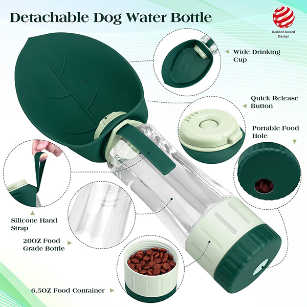 Kutiepaw Upgraded Dog & Cat Water Bottle With Food ContainerImage