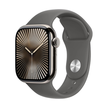 Apple Watch Series 10 GPS+Cellular Titan 42mm − Sportarmband M/L (Natur / Grau)