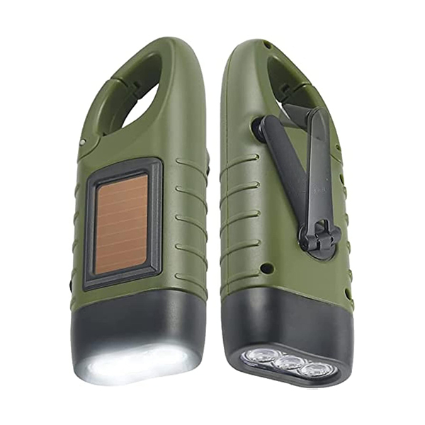 Kutiepaw Hand Crank Solar Powered Rechargeable LED FlashlightImage