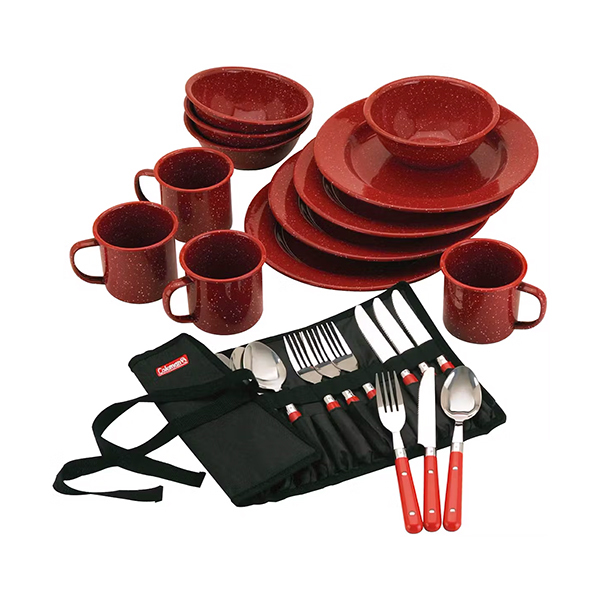 Coleman 24-piece ENAMELWARE Dish and Flatware SetImage