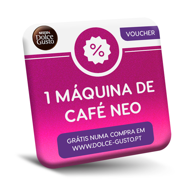 100% DESCONTO EM UMA MÁQUINA NEO NUMA COMPRA EM WWW.DOLCE-GUSTO.PTImagem