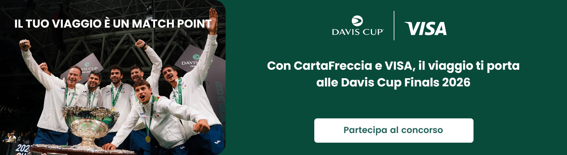 Con CartaFreccia e VISA, il viaggio ti porta alle Davis Cup Finals 2026